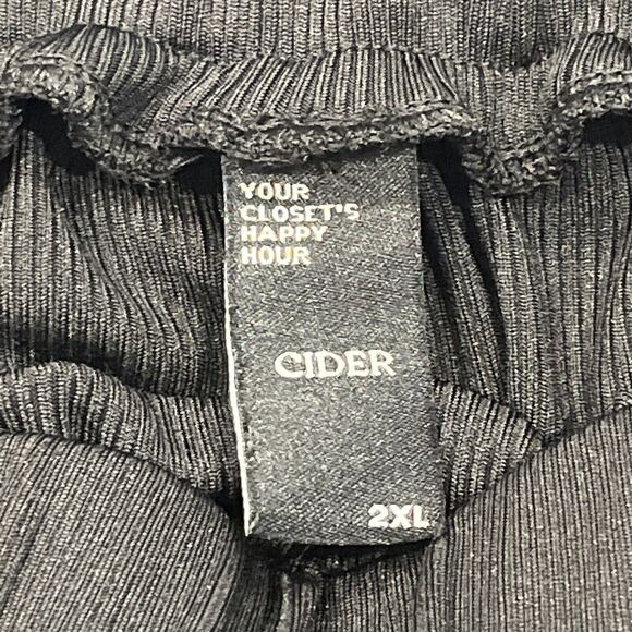 Cider Black Rib Slinky Wide Leg Palazzo Pants 2XL Pull On Elastic Waist Pockets - Picture 10 of 12